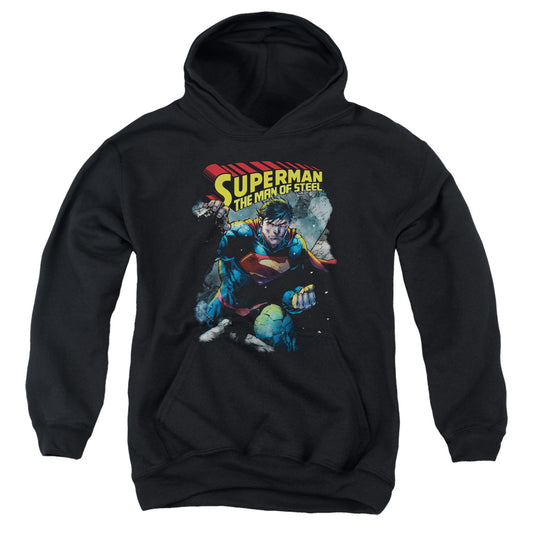 SUPERMAN : THROUGH THE RUBBLE YOUTH PULL OVER HOODIE Black LG