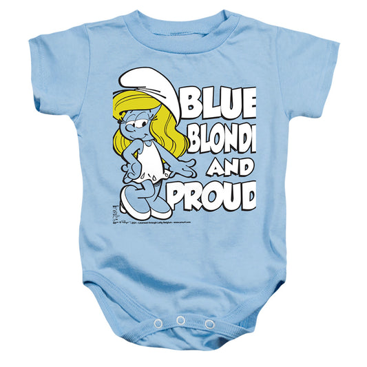 SMURFS : BLUE, BLONDE AND PROUD INFANT SNAPSUIT Light Blue MD (12 Mo)