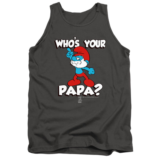 SMURFS : WHO'S YOUR PAPA? ADULT TANK Charcoal LG