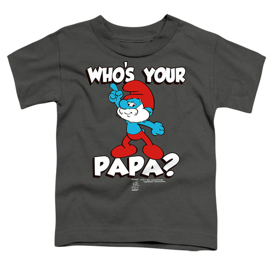 SMURFS : WHO'S YOUR PAPA? S\S TODDLER TEE Charcoal LG (4T)