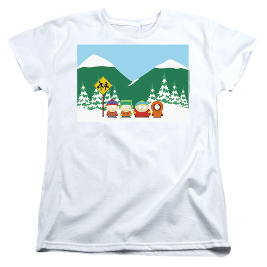 SOUTH PARK : BUS STOP WOMENS SHORT SLEEVE White 2X