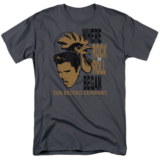 SUN RECORDS : ELVIS AND ROOSTER S\S ADULT 18\1 CHARCOAL 2X