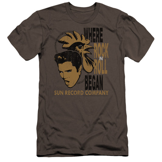 SUN RECORDS : ELVIS AND ROOSTER PREMIUM CANVAS ADULT SLIM FIT 30\1 CHARCOAL 2X