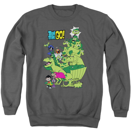 TEEN TITANS GO : BEAST BOY STACK ADULT CREW SWEAT Charcoal MD