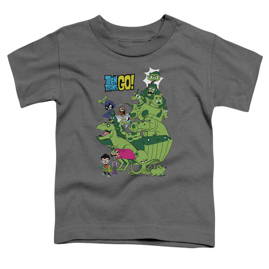 TEEN TITANS GO : BEAST BOY STACK S\S TODDLER TEE Charcoal LG (4T)