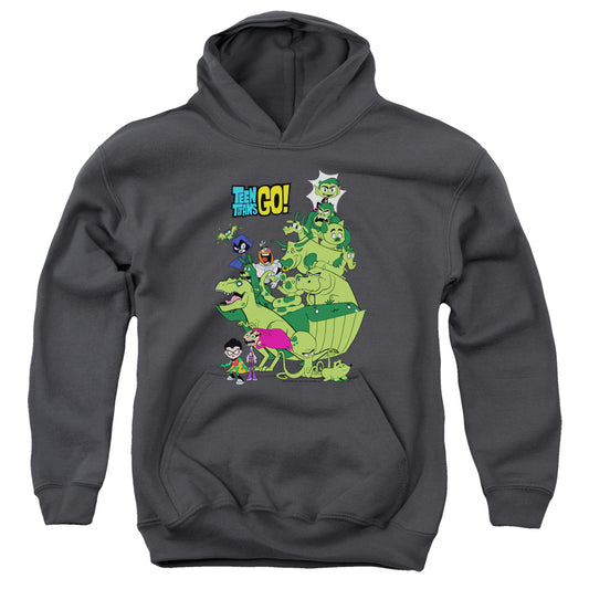 TEEN TITANS GO : BEAST BOY STACK YOUTH PULL OVER HOODIE Charcoal LG