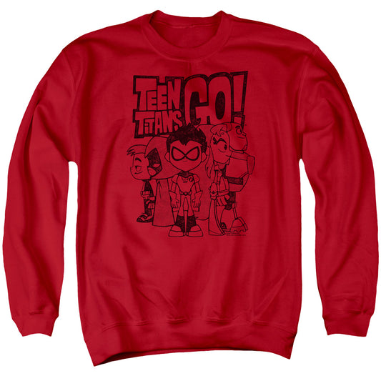 TEEN TITANS GO : TEAM UP ADULT CREW SWEAT Red LG
