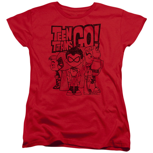 TEEN TITANS GO : TEAM UP WOMENS SHORT SLEEVE Red MD