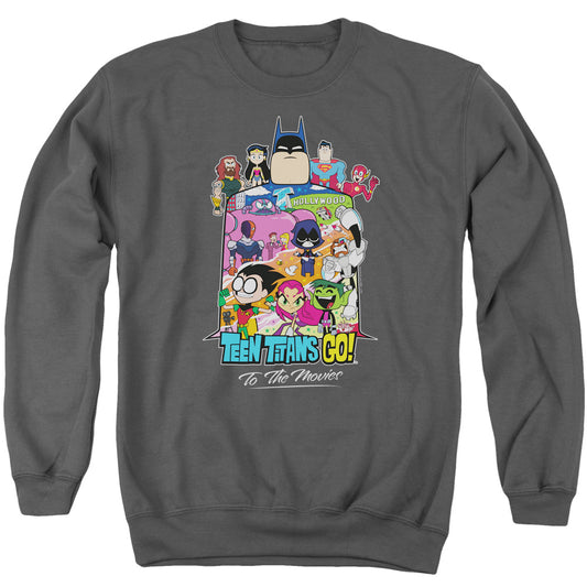 TEEN TITANS GO TO THE MOVIES : HOLLYWOOD ADULT CREW SWEAT Charcoal 2X