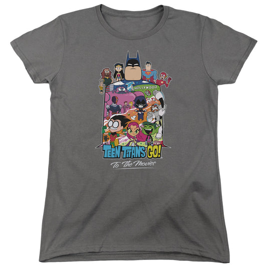 TEEN TITANS GO TO THE MOVIES : HOLLYWOOD WOMENS SHORT SLEEVE Charcoal LG
