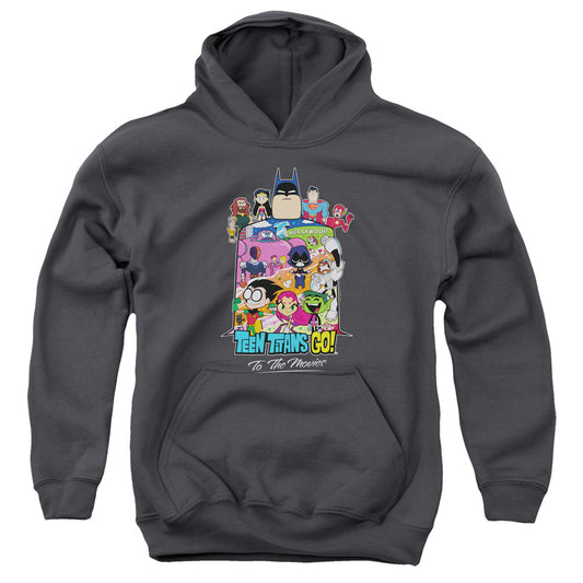 TEEN TITANS GO TO THE MOVIES : HOLLYWOOD YOUTH PULL OVER HOODIE Charcoal LG