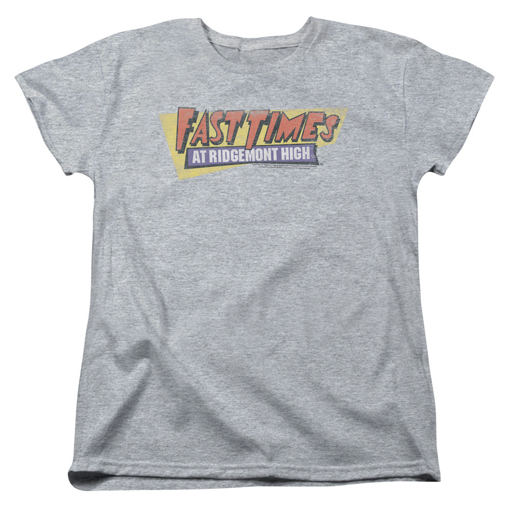 FAST TIMES RIDGEMONT HIGH : DISTRESSED LOGO S\S WOMENS TEE ATHLETIC HEATHER MD