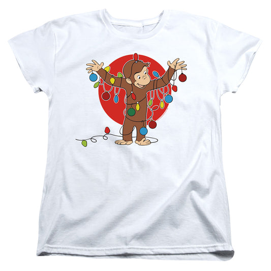 CURIOUS GEORGE : LIGHTS WOMENS SHORT SLEEVE White LG