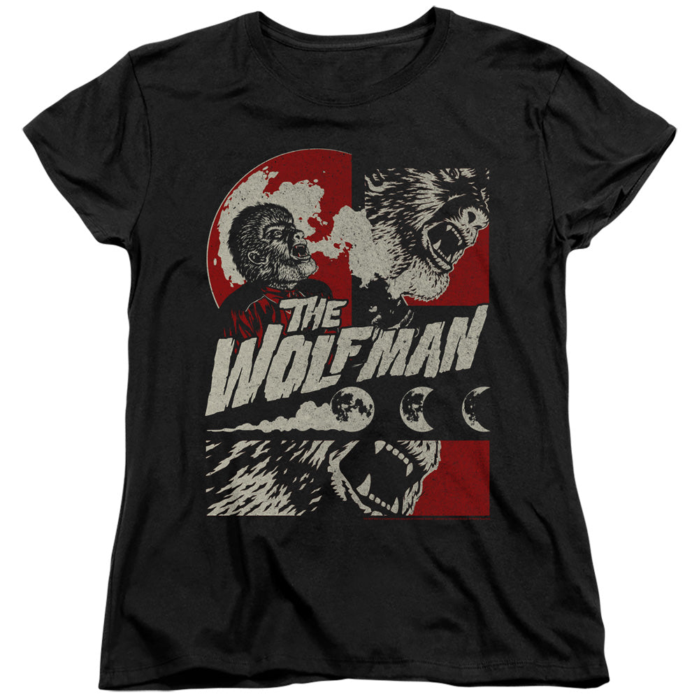 UNIVERSAL MONSTERS : WHEN THE WOLFBANE BLOOMS WOMENS SHORT SLEEVE Black LG