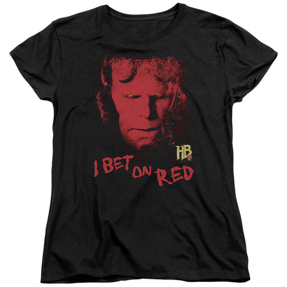 HELLBOY II : I BET ON RED S\S WOMENS TEE BLACK MD