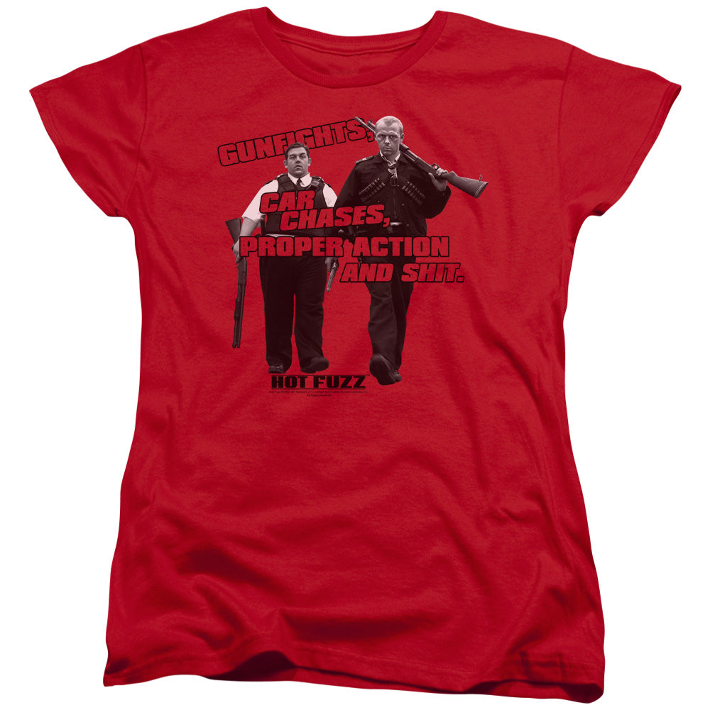 HOT FUZZ : DAY'S WORK S\S WOMENS TEE RED SM