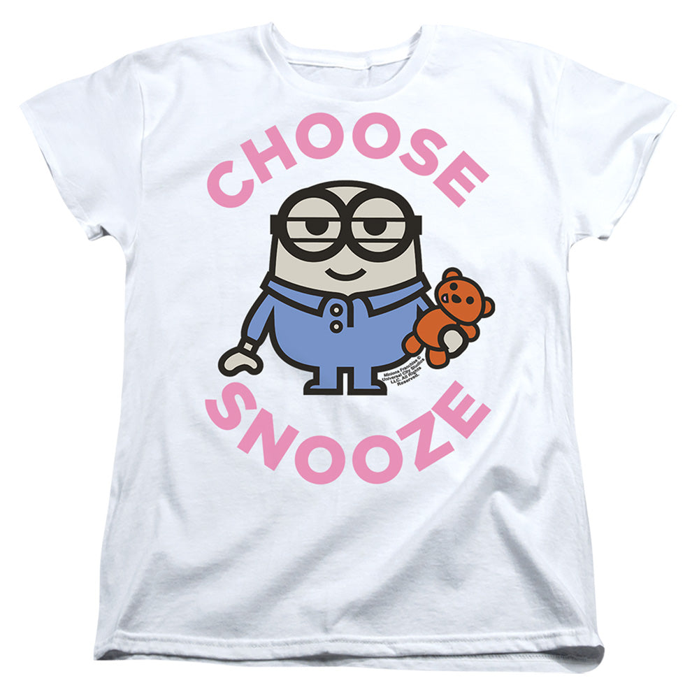 MINIONS : CHOOSE SNOOZE WOMENS SHORT SLEEVE White MD
