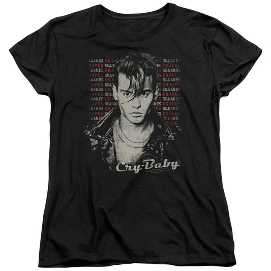 CRY BABY : DRAPES AND SQUARES S\S WOMENS TEE BLACK LG
