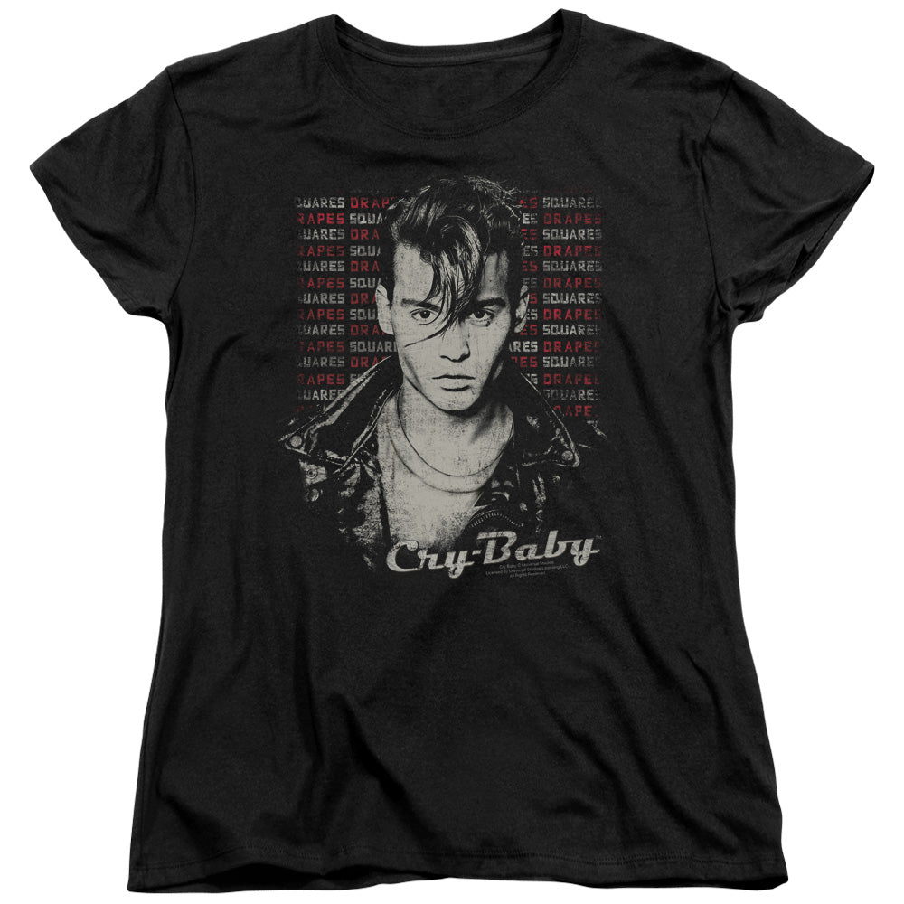 CRY BABY : DRAPES AND SQUARES S\S WOMENS TEE BLACK MD