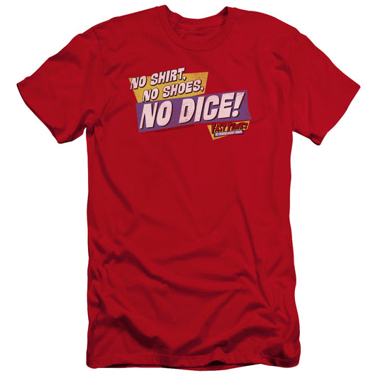 FAST TIMES RIDGEMONT HIGH : NO DICE PREMIUM CANVAS ADULT SLIM FIT 30\1 RED MD