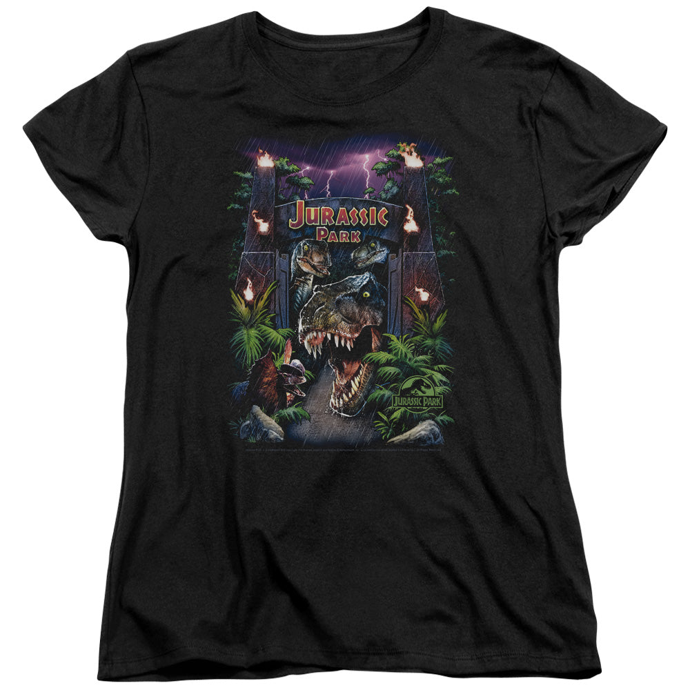 JURASSIC PARK : WELCOME TO THE PARK S\S WOMENS TEE BLACK LG