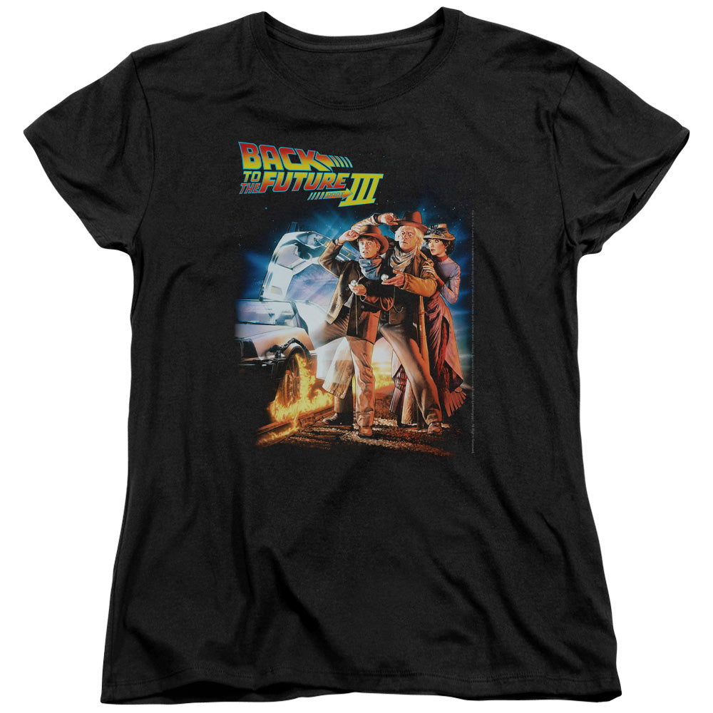 BACK TO THE FUTURE III : POSTER S\S WOMENS TEE BLACK MD