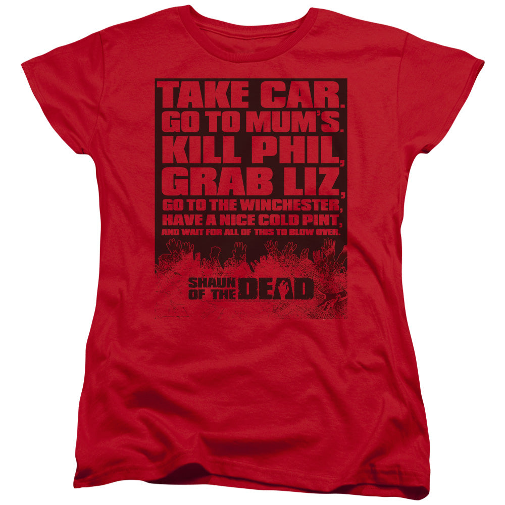 SHAUN OF THE DEAD : LIST S\S WOMENS TEE RED 2X
