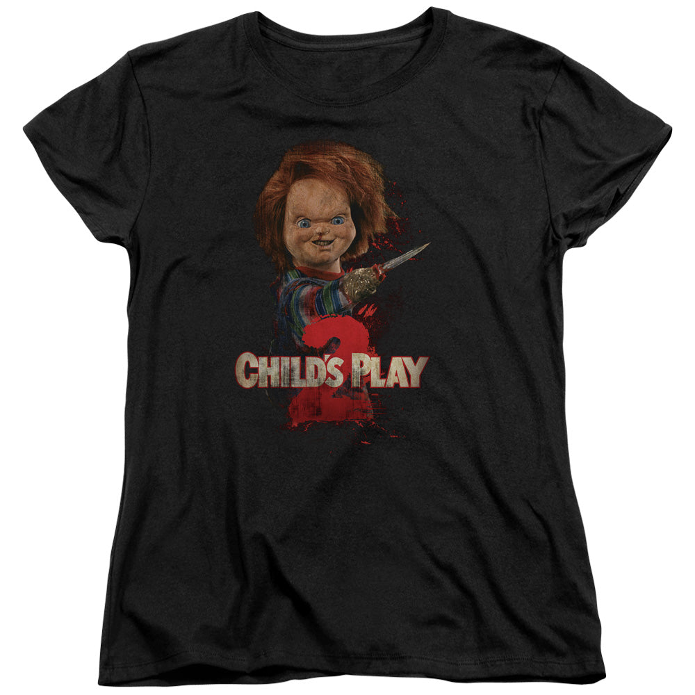 CHILD'S PLAY 2 : HERE'S CHUCKY S\S WOMENS TEE BLACK MD