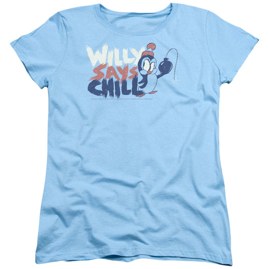 CHILLY WILLY : I SAY CHILL S\S WOMENS TEE LIGHT BLUE 2X