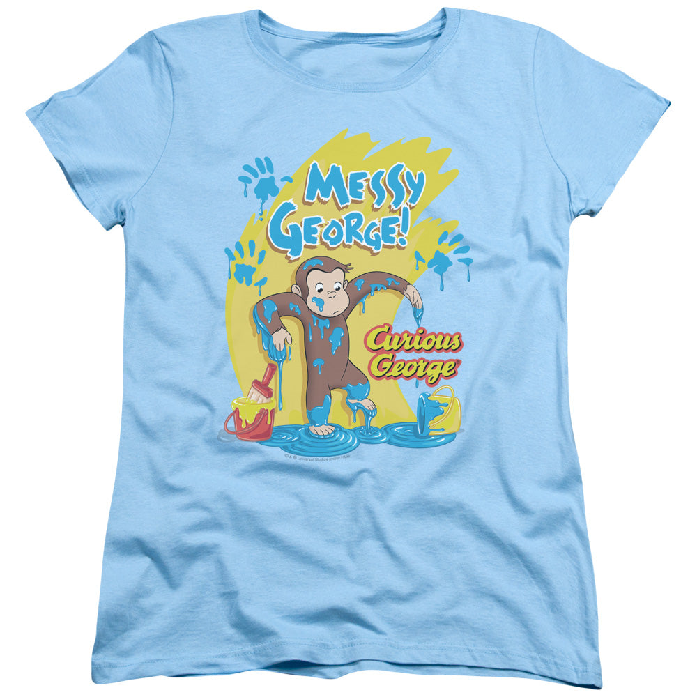 CURIOUS GEORGE : MESSY GEORGE S\S WOMENS TEE LIGHT BLUE 2X