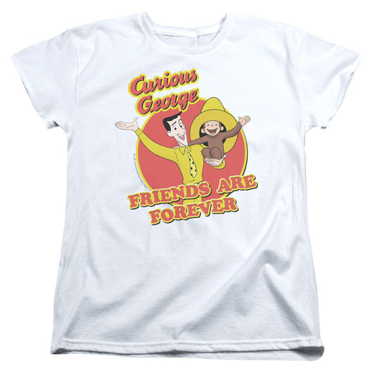 CURIOUS GEORGE : FRIENDS S\S WOMENS TEE WHITE SM