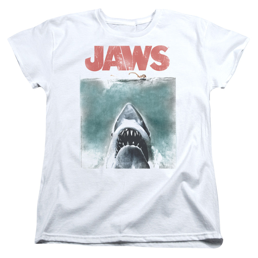 JAWS : VINTAGE POSTER S\S WOMENS TEE White MD