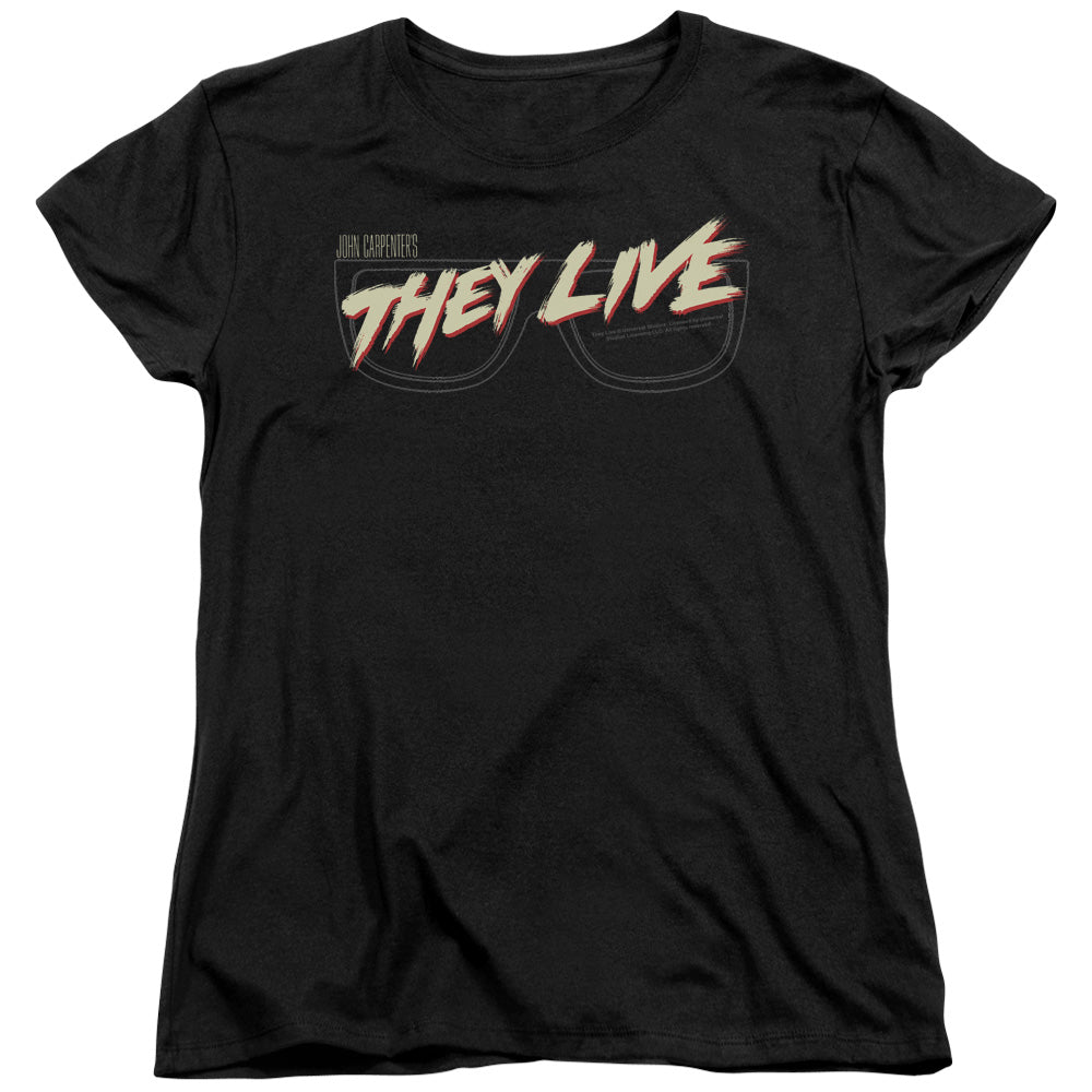 THEY LIVE : GLASSES LOGO S\S WOMENS TEE Black MD
