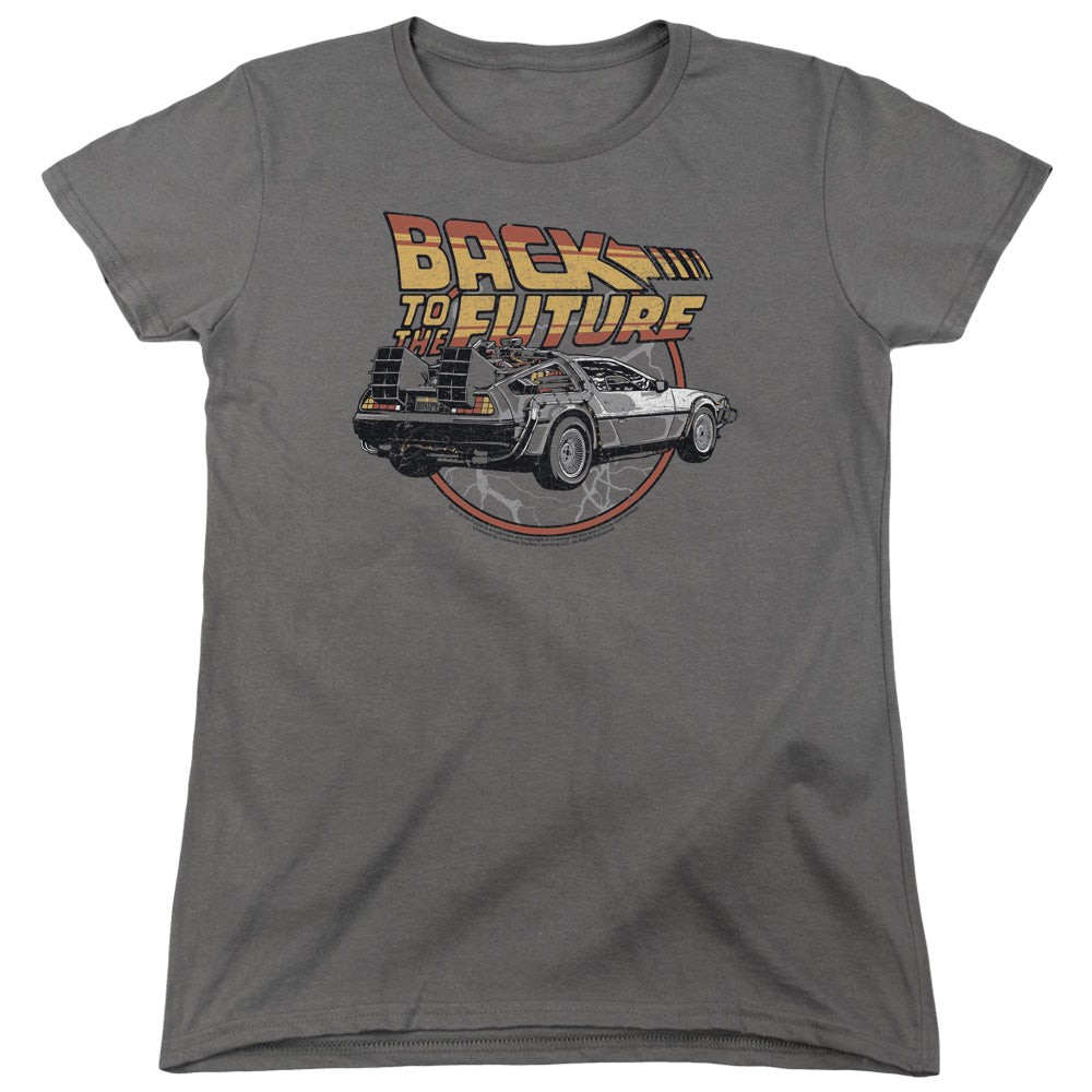 BACK TO THE FUTURE : TIME MACHINE WOMENS SHORT SLEEVE CHARCOAL 2X