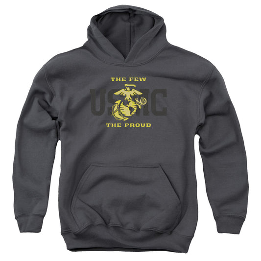 US MARINE CORPS : SPLIT TAG YOUTH PULL OVER HOODIE Charcoal LG