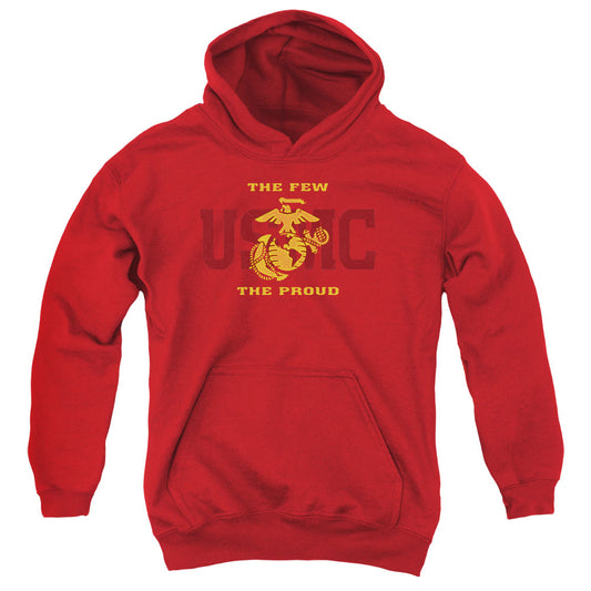 US MARINE CORPS : SPLIT TAG YOUTH PULL OVER HOODIE Red LG