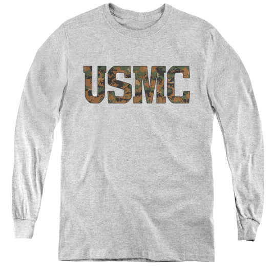 US MARINE CORPS : USMC CAMO FILL L\S YOUTH ATHLETIC HEATHER MD