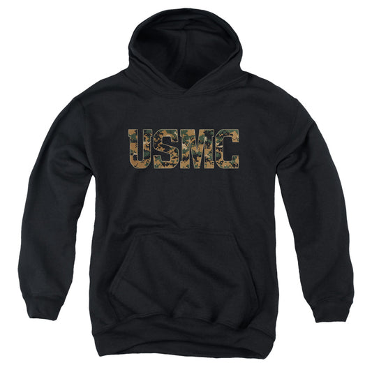US MARINE CORPS : USMC CAMO FILL YOUTH PULL OVER HOODIE Black XL
