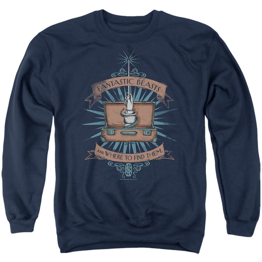 FANTASTIC BEASTS : BRIEFCASE ADULT CREW SWEAT Navy 2X