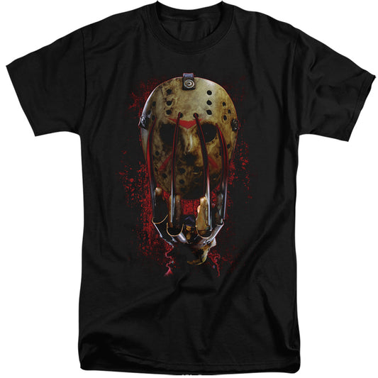 FREDDY VS JASON : MASK AND CLAWS ADULT TALL FIT SHORT SLEEVE Black 2X