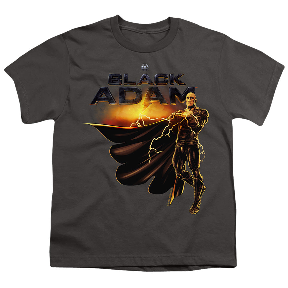 BLACK ADAM : BLACK ADAM LOGO WITH CHARACTER S\S YOUTH 18\1 Charcoal XL