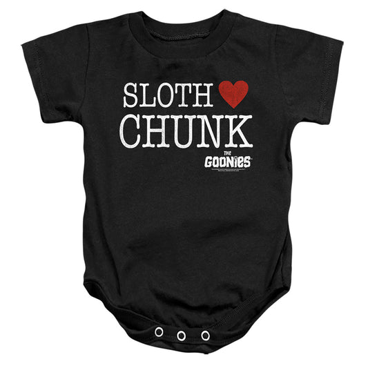 THE GOONIES : SLOTH HEART CHUNK INFANT SNAPSUIT Black MD (12 Mo)