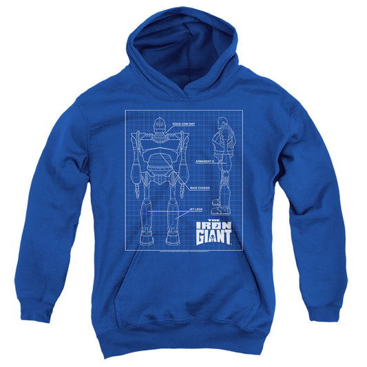 IRON GIANT : SCHEMATIC YOUTH PULL OVER HOODIE Royal Blue LG
