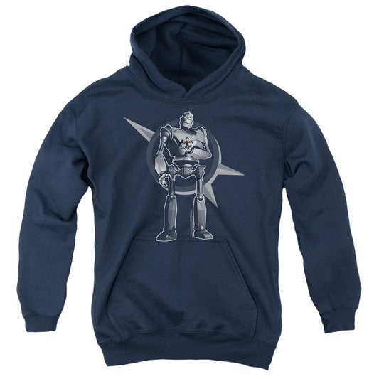 IRON GIANT : A BOY AND HIS ROBOT YOUTH PULL OVER HOODIE Navy LG
