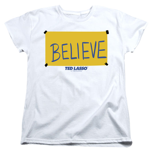 TED LASSO : TED LASSO BELIEVE SIGN WOMENS SHORT SLEEVE White 2X