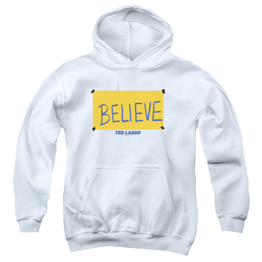 TED LASSO : TED LASSO BELIEVE SIGN YOUTH PULL OVER HOODIE White LG