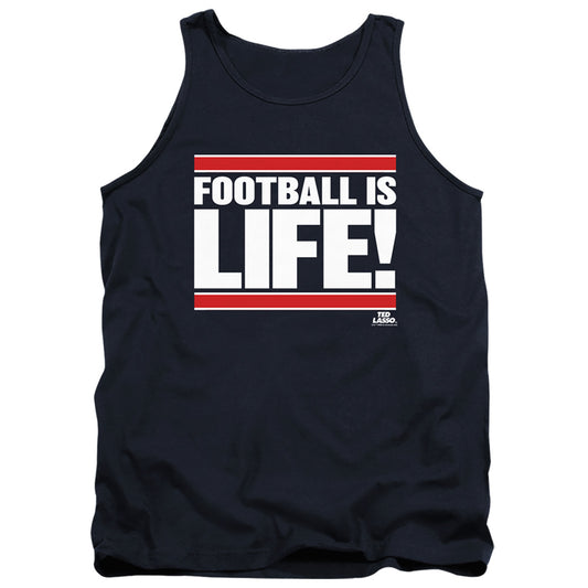 TED LASSO : FOOTBALL IS LIFE ADULT TANK Navy SM