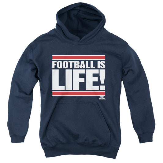 TED LASSO : FOOTBALL IS LIFE YOUTH PULL OVER HOODIE Navy XL
