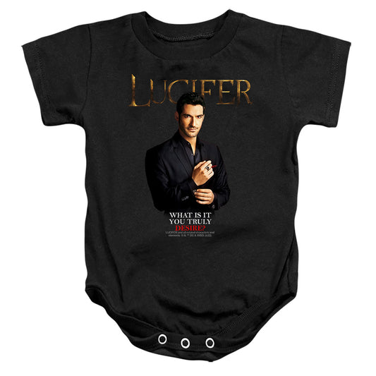 LUCIFER : LUCIFER WHAT DO YOU DESIRE? INFANT SNAPSUIT Black MD (12 Mo)