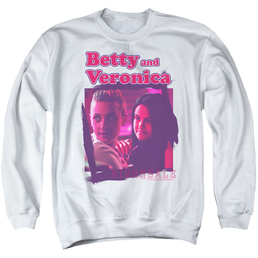 RIVERDALE : BETTY AND VERONICA ADULT CREW SWEAT White LG